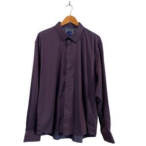 Egara Men’s Button-Up Non-Iron Purple Blue Long Sleeve Dress Shirt XXL